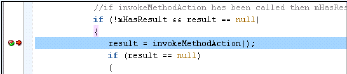 This image shows a breakpoint on invokeMethodAction()