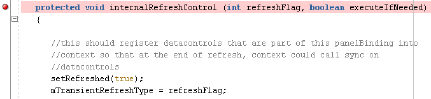 This image shows a breakpoint on internalRefreshControl()