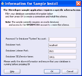 This image shows SRDemo application schema dialog.