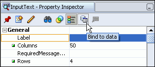 Bind to data Button in the Property Inspector