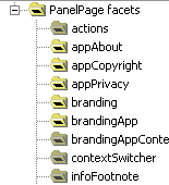 All the facets for the PanelPage in the Structure window.