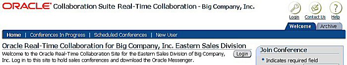 Oracle Real-Time Collaboration customized login page