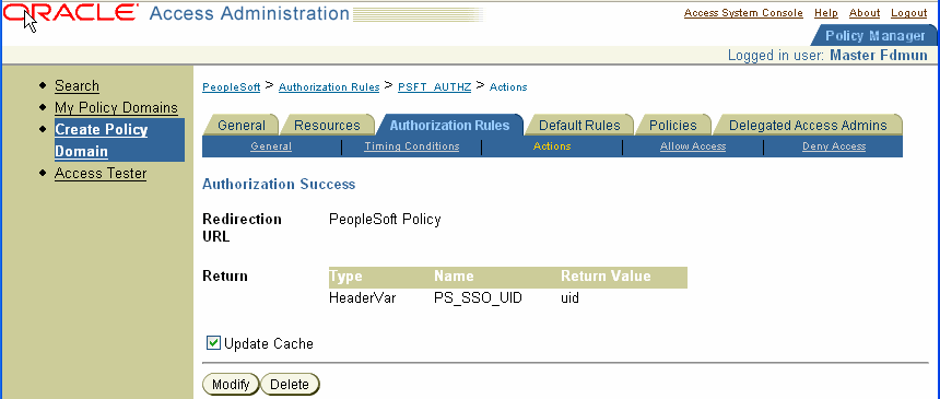 Authorization action page