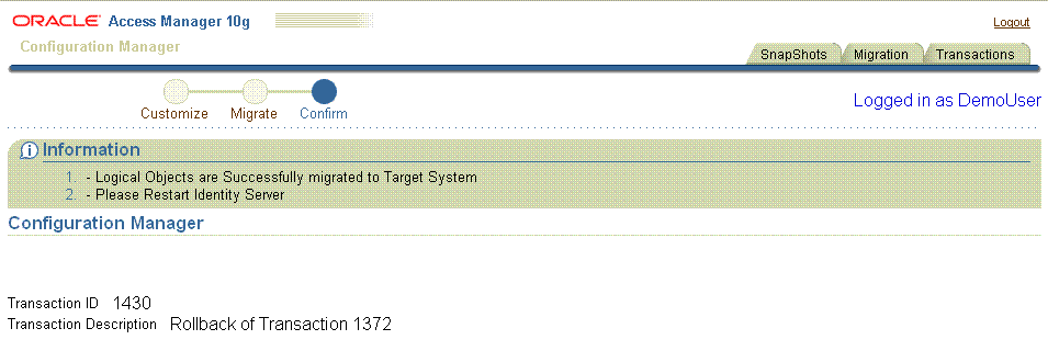 Rollback Transaction Confirmation