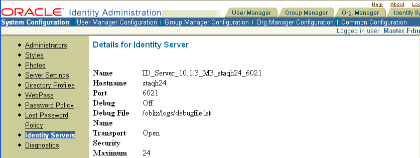 Image of Identity Server details page.