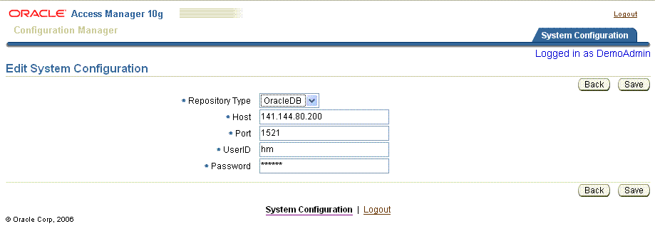 Completed Edit System Configuration Page