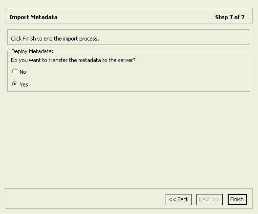 Import Metadata screen: Decide when to import metadata.