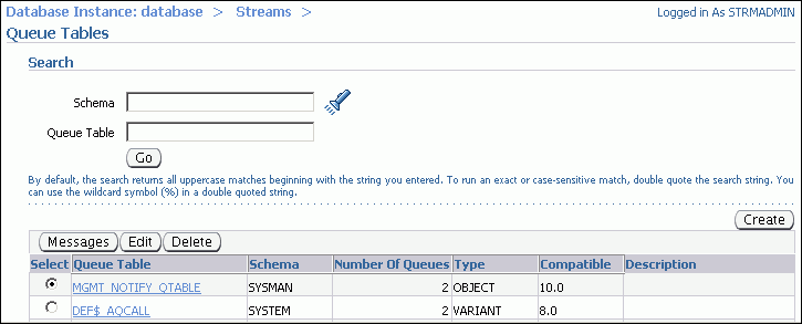 Description of tdpii_queue_tables.gif follows