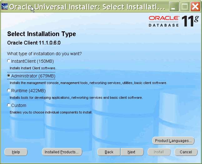 Description of clinstall1.gif follows