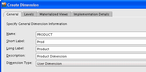 Create Dimension dialog box