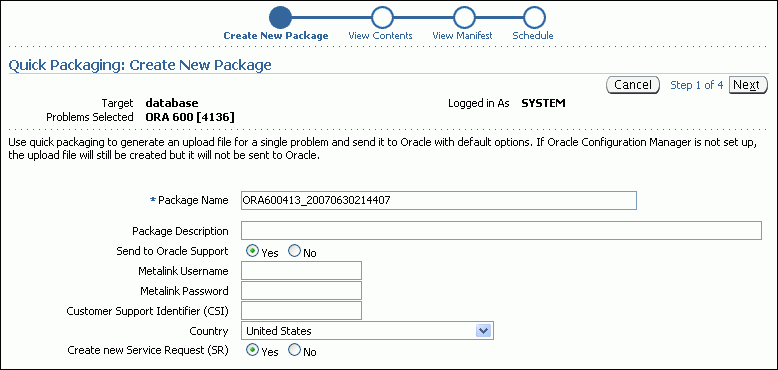 Description of quick_package_wizard_page1.gif follows Description of quick_package_wizard_page1.gif follows