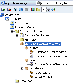 Cusomter Service application organized by packages