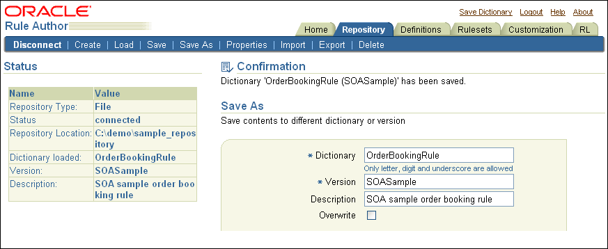 Rule Author Save As Page