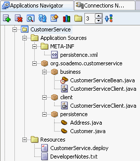 CustomerService project in Application Navigator