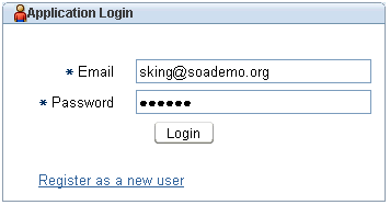 User logs in on the Application Login page