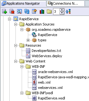 RapidService project in Application Navigator
