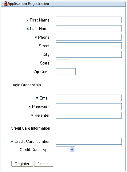 User can enter registration information on Registration page