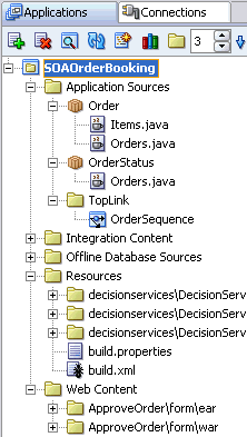 SOAOrderBooking project in Application Navigator