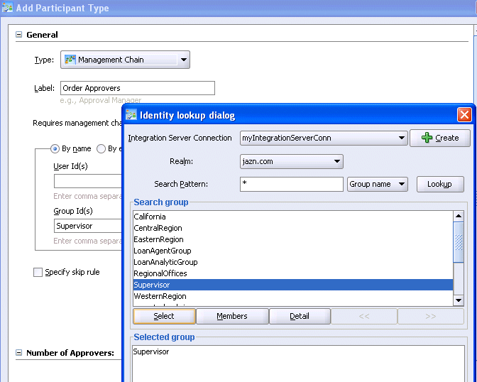 Identity lookup dialog