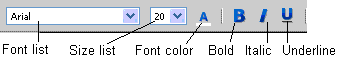 font formatting toolbar