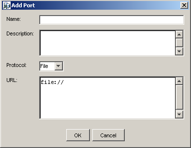 Add Port dialog box in Application Explorer