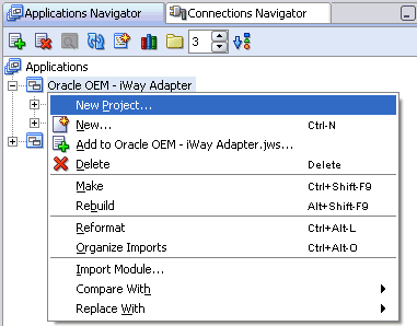 JDeveloper Applications tab
