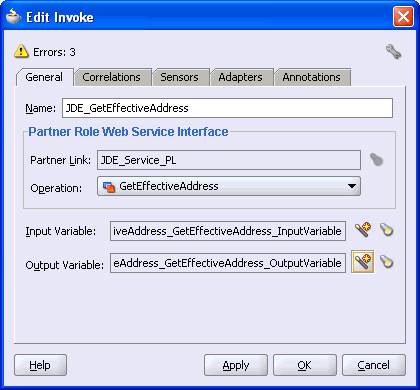 Edit Invoke dialog box