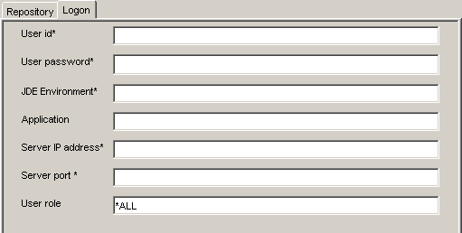 JD Edwards Logon tab