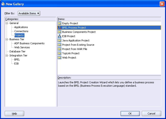 New Gallery dialog box
