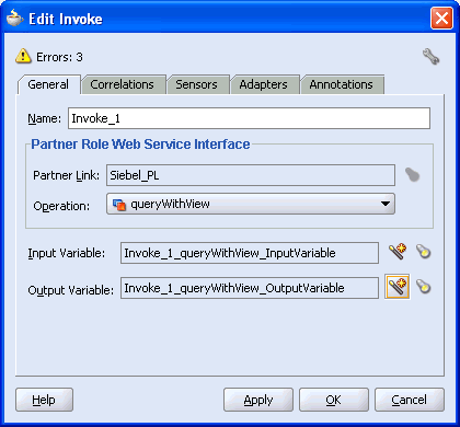 Edit Invoke dialog box