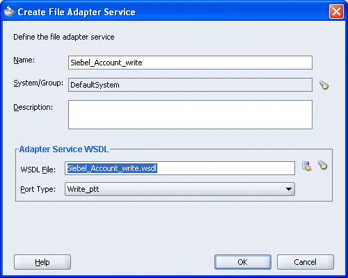 Create File Adapter Service dialog box