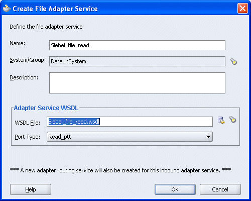 Create File Adapter Service dialog box