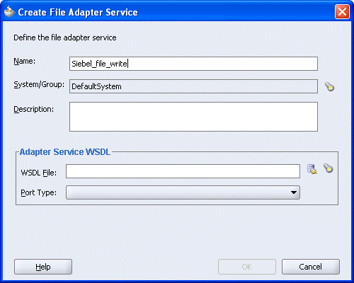 Create File Adapter Service dialog box