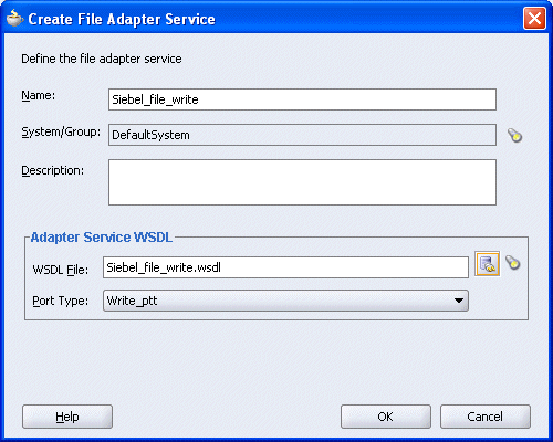 Create File Adapter Service dialog box