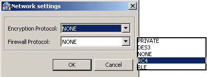 Network Settings screen, where encryption protocol is set