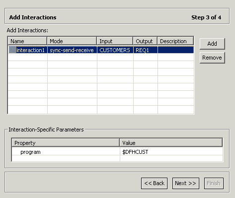 The Add Interaction screen with one interaction defined