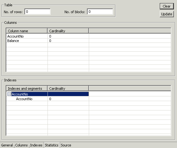 The data source metadata Statistics tab.