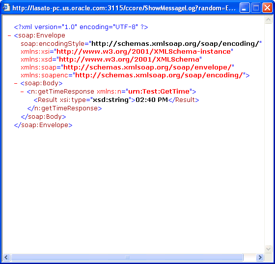 Example of a Message Log page