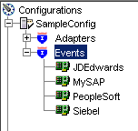 BSE configuration with Events node expanded BSE configuration with Events node expanded