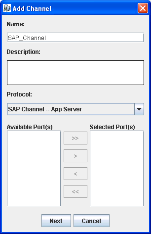 Add Channel dialog box