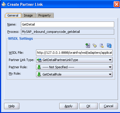 Create Partner Link Dialog Box