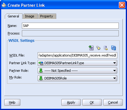 Create Partner Link dialog box