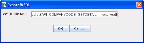 Export WSDL dialog box