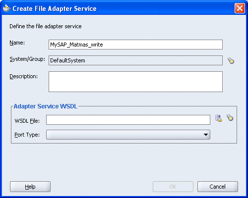 Create File Adapter Service dialog box