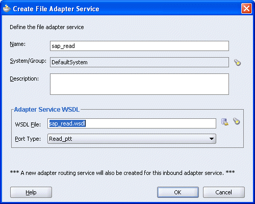 Create File Adapter Service dialog box