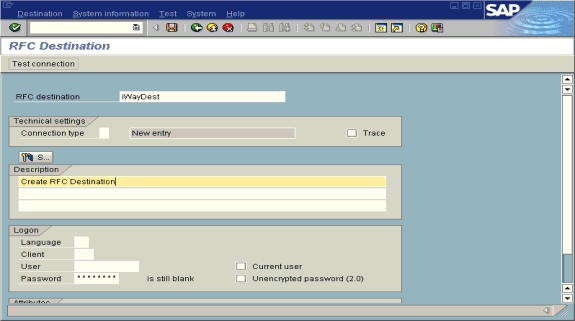 RFC Destination window