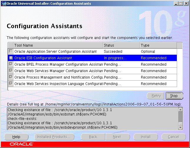 Configuration Assistants screen