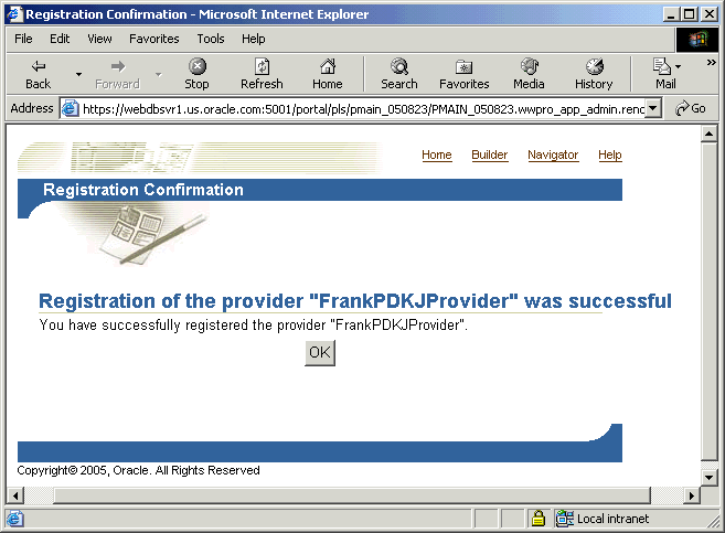 Shows Registration Confirmation page.
