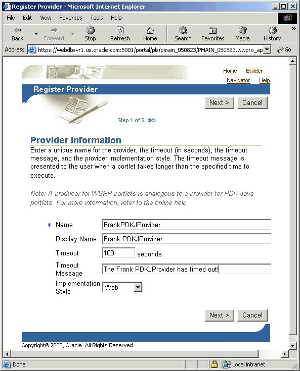 Shows Register Provider page.