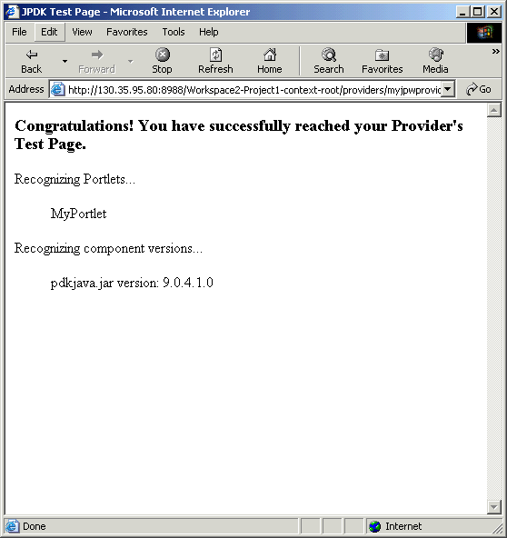 Shows provider test page.